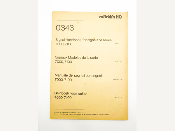Marklin Signalbuch für Signale 7000/7100 M 0340 / 0343